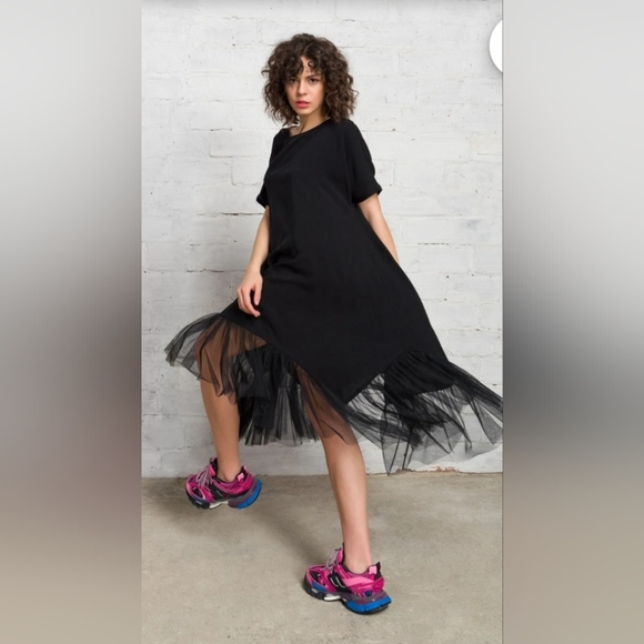 Aakasha Rare Extravagant Tulle Black M Maxi Dress - Picture 4 of 7